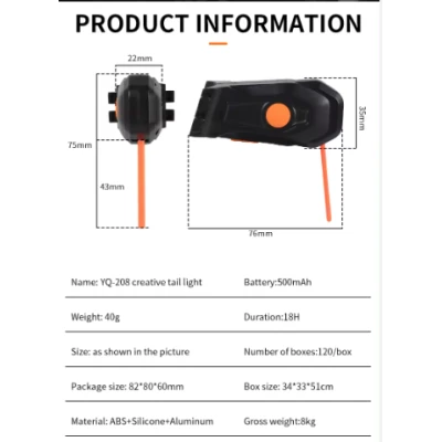Stop spate pentru bicicleta 8821 cu LED GALBEN