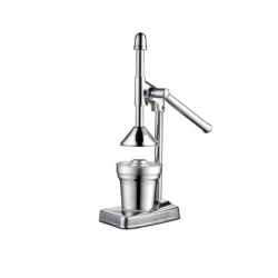 Storcator manual pentru fructe tip presa din inox cu recipient si strecuratoare inclusa argintiu