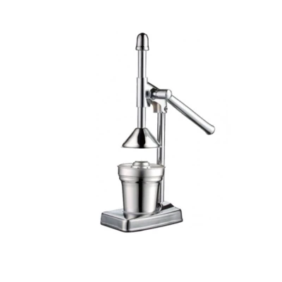 Storcator manual pentru fructe tip presa din inox cu recipient si strecuratoare inclusa argintiu