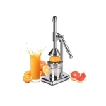 Storcator manual pentru fructe tip presa din inox cu recipient si strecuratoare inclusa argintiu