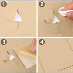 Sul autoadeziv din piele ecologica (imitatie piele) 0.75 x 2.5m ALB Cream