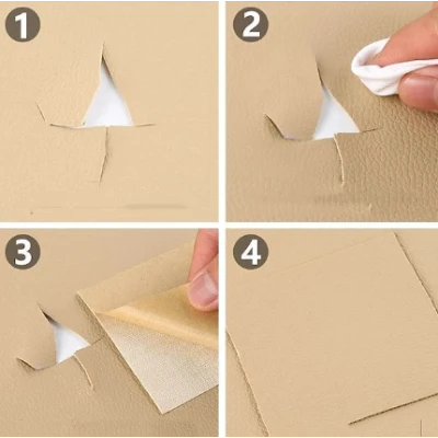Sul autoadeziv din piele ecologica (imitatie piele) 0.75 x 2.5m ALB Cream
