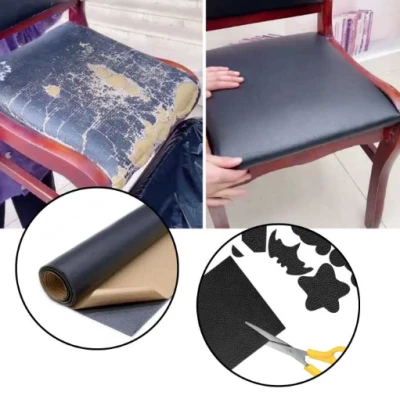 Sul autoadeziv din piele ecologica (imitatie piele) 0.75 x 2.5m NEGRU cu textura