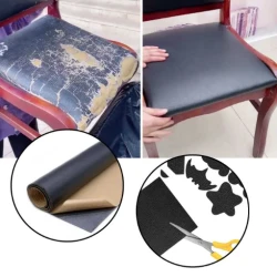 Sul autoadeziv din piele ecologica (imitatie piele) 0.75 x 2.5m Wenghe (Maro inchis) cu textura