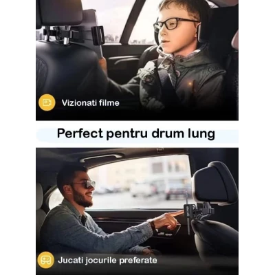 Suport Auto pentru Telefon Reglabil Rotativ  Negru