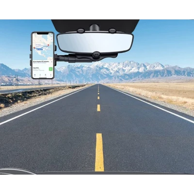 Suport de telefon auto Q ZJ008 prindere pe oglinda retrovizoare brate ajustabile rotativ