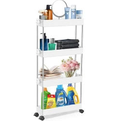 Suport depozitare cu 4 rafturi tip carucior modular pentru baie sau bucatarie