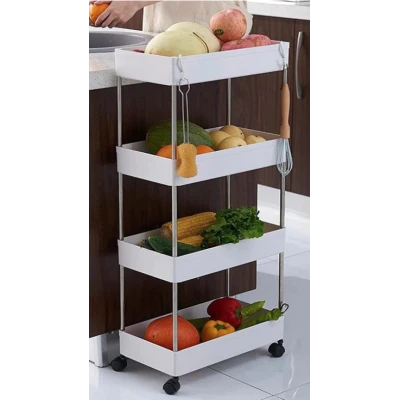 Suport depozitare cu 4 rafturi tip carucior modular pentru baie sau bucatarie