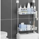 Suport depozitare multifunctional deasupra vasului wc cu doua rafturi Alb