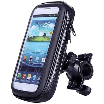 Suport husa telefon mobil LX 01 pentru bicicleta si motocicleta rezistent apa si socuri  touchscreen rotativ negru