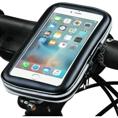 Suport husa telefon mobil LX 01 pentru bicicleta si motocicleta rezistent apa si socuri  touchscreen rotativ negru