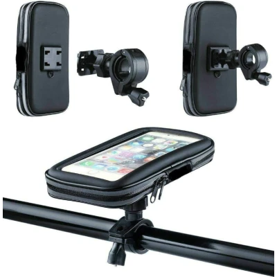 Suport husa telefon mobil LX 01 pentru bicicleta si motocicleta rezistent apa si socuri  touchscreen rotativ negru
