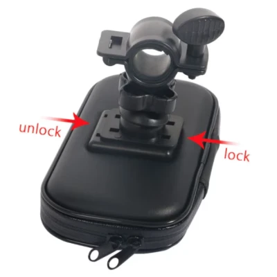 Suport husa telefon mobil LX 01 pentru bicicleta si motocicleta rezistent apa si socuri  touchscreen rotativ negru