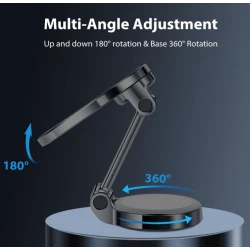 Suport magnetic auto rotativ la 360 grade cu baza rotunda pliabil 