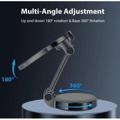 Suport magnetic auto rotativ la 360 grade cu baza rotunda pliabil