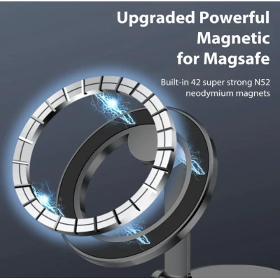 Suport magnetic auto rotativ la 360 grade cu baza rotunda pliabil