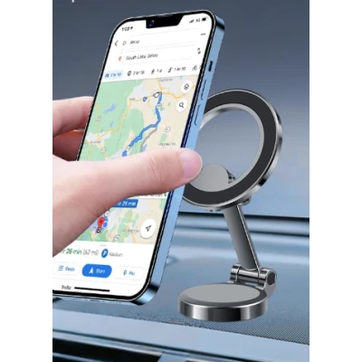 Suport magnetic auto rotativ la 360 grade cu baza rotunda pliabil