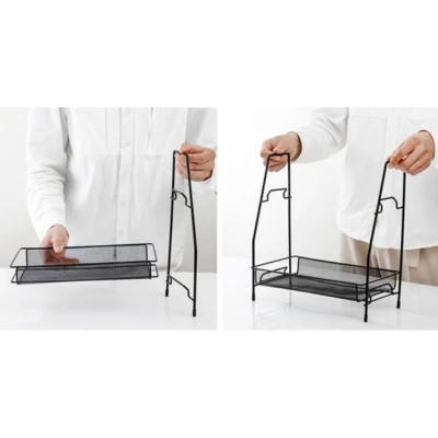 Suport organizator din metal cu 2 etajere AMIGOLD