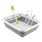 Suport pliabil pentru vase cu scurgator din silicon ALB/GRI