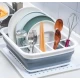 Suport pliabil pentru vase cu scurgator din silicon ALB/GRI