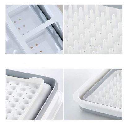 Suport pliabil pentru vase cu scurgator din silicon ALB/GRI
