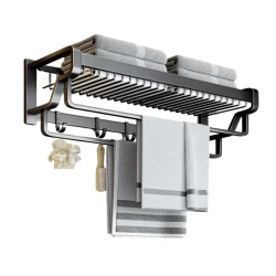 Suport prosoape baie aluminiu spatial lungime 45 cm Negru