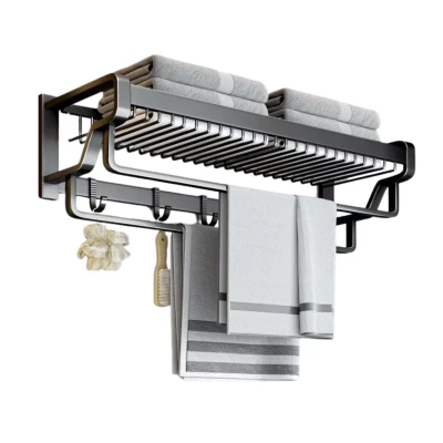 Suport prosoape baie aluminiu spatial lungime 45 cm Negru