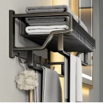 Suport prosoape baie aluminiu spatial lungime 45 cm Negru
