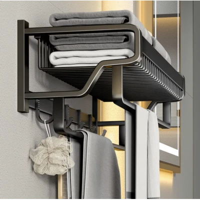 Suport prosoape baie aluminiu spatial lungime 45 cm Negru