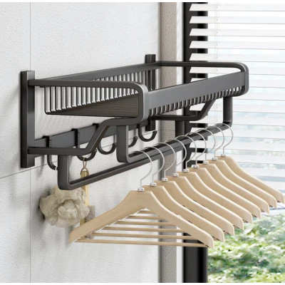 Suport prosoape baie aluminiu spatial lungime 45 cm Negru
