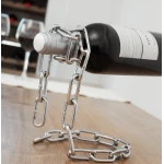 Suport sticla de vin in forma de lant ARGINTIU