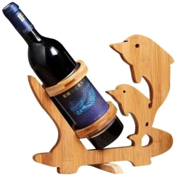 Suport sticla vin model delfin lemn bambus