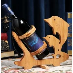 Suport sticla vin model delfin lemn bambus