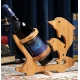 Suport sticla vin model delfin lemn bambus