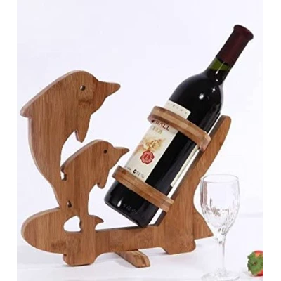 Suport sticla vin model delfin lemn bambus