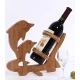 Suport sticla vin model delfin lemn bambus