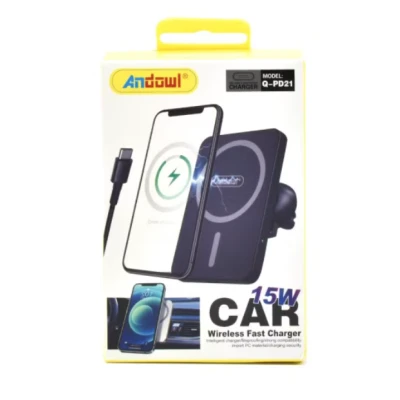 Suport telefon auto Andowl Q PD21 negru cu incarcare wireless reglabil