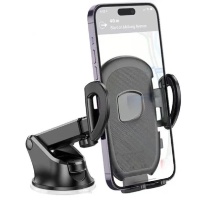 Suport telefon auto cu ventuza pentru bord negru