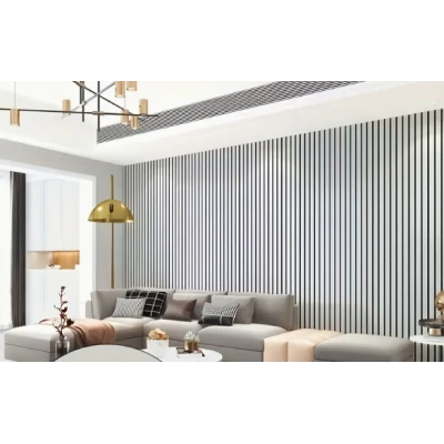 Tapet model riflaj lemn 3D GRI cu dungi 40 x 300cm