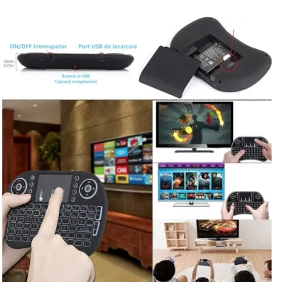 Tastatura Mini Wireless Q K07 cu Touchpad 2.4 GHz Iluminare RGB 7 Culori 
