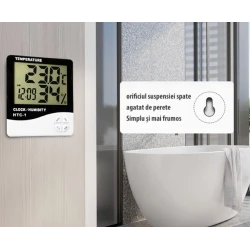 Termometru si higrometru digital Ceas 3 taste Suport Stand Alb