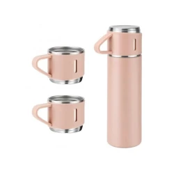 Termos 500 ml + 2 cesti otel inoxidabil roz