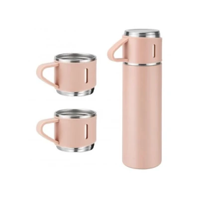 Termos 500 ml + 2 cesti otel inoxidabil roz