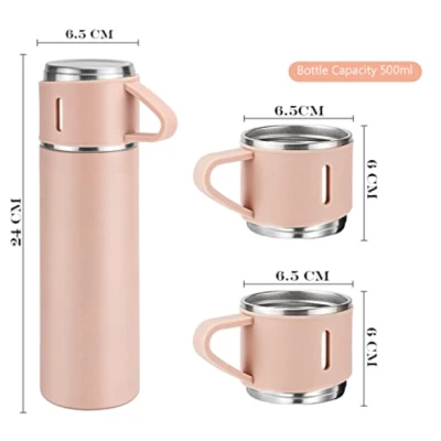 UB Termos 500 ml + 2 cesti otel inoxidabil roz