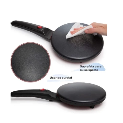 Tigaia electrica pentru clatite 20 cm NEAGRA