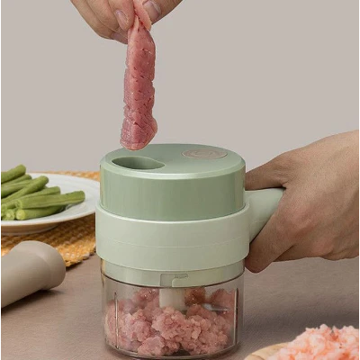 UB Tocator 4 in 1 Electric pentru Alimente Ideal pentru Taiere Carne Legume Fructe Portabil Verde