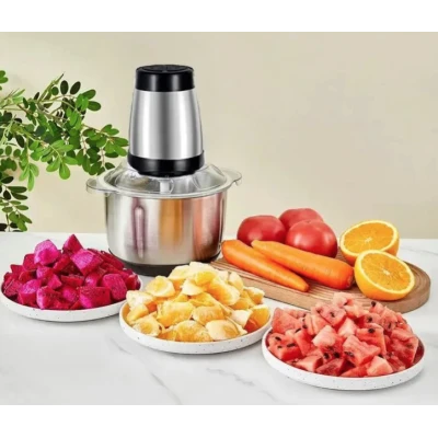 Tocator Electric Multifunctional Q JR842 650W cu 2 Viteze din Inox pentru Carne Fructe si Legume Capacitate 3L