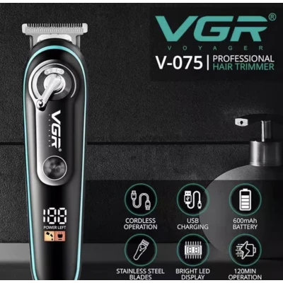Trimmer profesional de tuns VGR V 075 cu afisaj LED si 4 piepteni