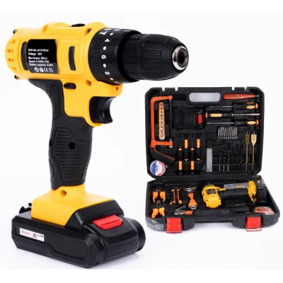 Trusa Bormasina cu percutie 2 acumulatori  24 V 6A + accesorii  110 PIESE