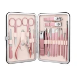 Trusa completa Mani Pedi de 18 piese din OTEL Inoxidabil si Accesorii Pentru Ingrijire Faciala ROZ